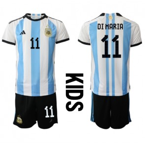 Argentina Angel Di Maria #11 Dětské Domácí dres komplet MS 2022 Krátký Rukáv (+ trenýrky)